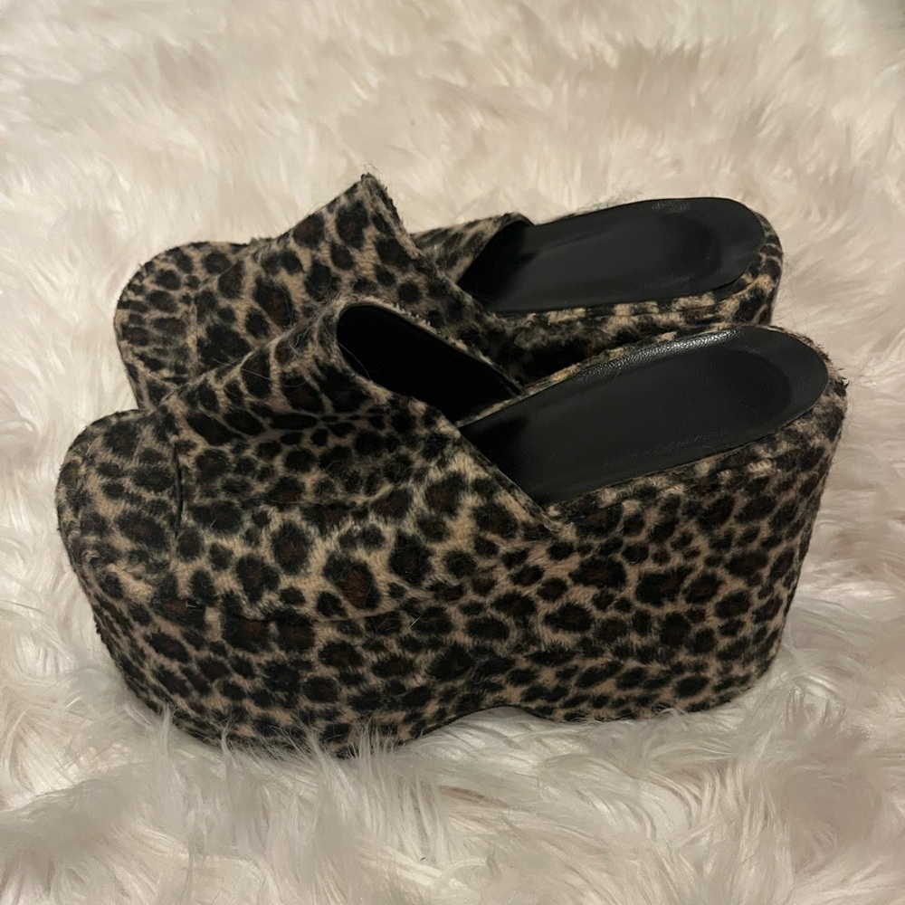 Cheetah Print Fur Platforms